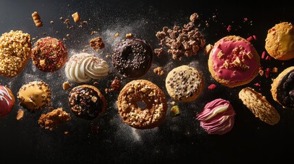 Various crumbl cookies professional advertising food photography