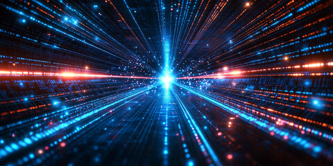 Image futuristic background Blue light track fiber optic high speed line futuristic explosion