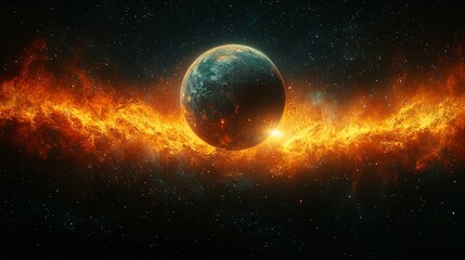 A detailed close-up rendering of the 3D Saturn planet is featured in the illustration, suitable for space exploration backgrounds.