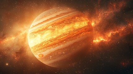 The illustration includes a 3D close-up rendering of Saturn, ideal for backgrounds related to space exploration.