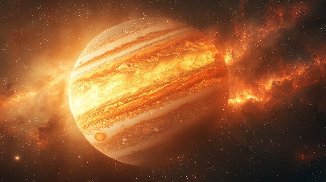 The illustration includes a 3D close-up rendering of Saturn, ideal for backgrounds related to space exploration.