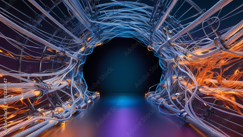 Aufkleber abstract tunnel of light: a mesmerizing 3d render of a glowing abstract tunnel, a pathway of interco