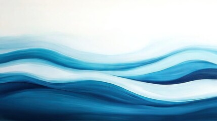   A stunning depiction of cerulean waves crashing against a pristine shoreline under an ethereal white sky