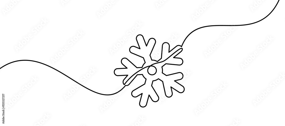 Poster simple snowflake design with a curved string element. vector illustration ideal for winter and festi