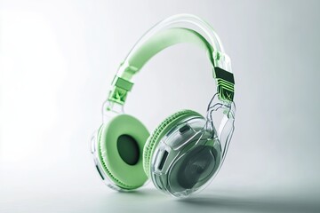 transparent gaming headphone. front view, isolate on white background