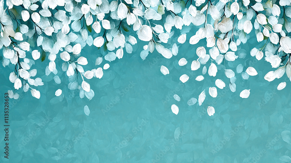 Poster blue background with white v-shaped lines at the bottom