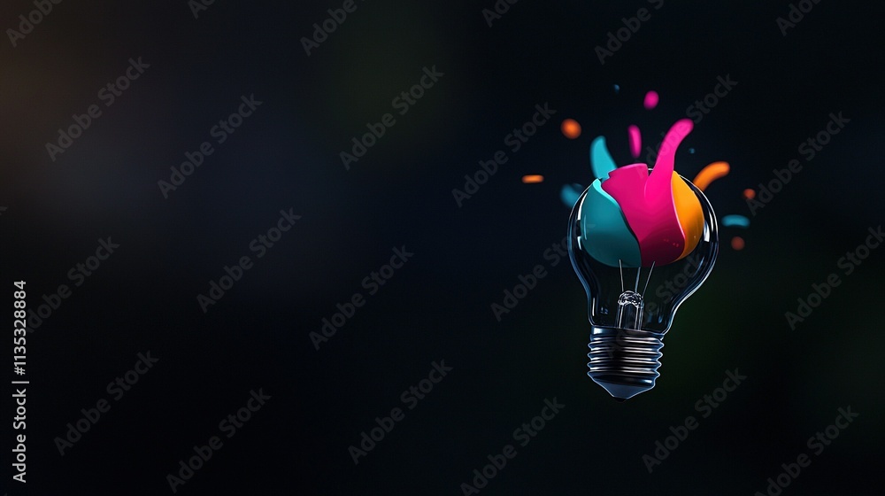 Poster multicolored heart-shaped light bulb on string