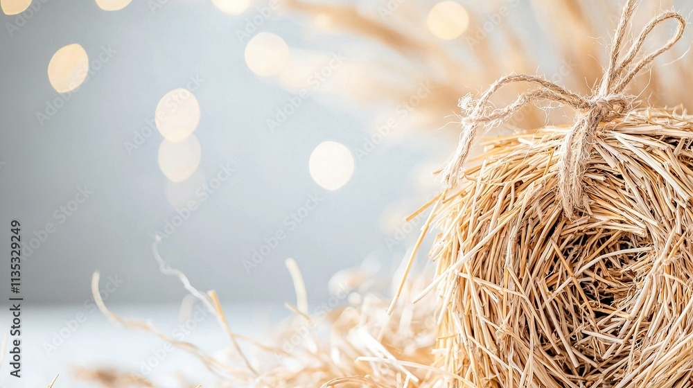 Aufkleber bird's nest with string tied around it & twine hanging from top