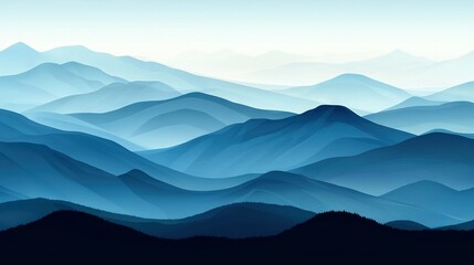 Obraz premium A panoramic shot of a mountain range viewed from atop a hill, featuring a clear blue sky and majestic peaks in the distance