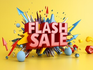 Exciting flash sale event online store graphic design colorful environment dynamic viewpoint