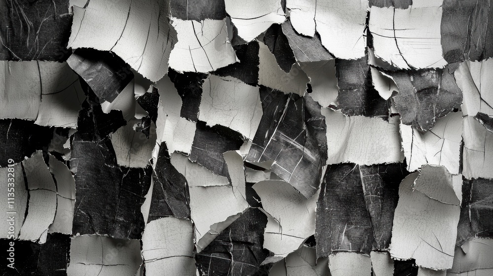 Poster Abstract Checkerboard Pattern with Layered Torn Paper for Fashion Editorial Design