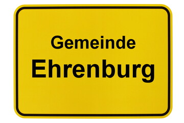 Obraz premium Illustration eines Ortsschildes der Gemeinde Ehrenburg in Niedersachsen