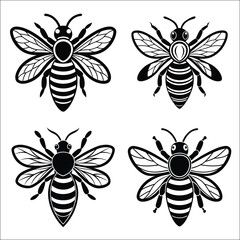 A set of bee vector illustration design