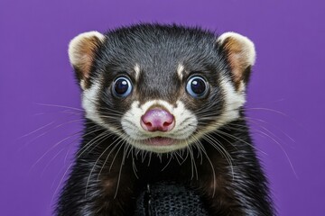 Fototapeta premium Adorable ferret portrait. AI.