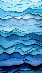 Fototapeta premium Gradient Blue Torn Paper Layers for Marine-Themed Travel Advertisements and Designs