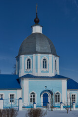 Karachev Bryansk region Russia - february, 23, 2019: Temple in honor of the Kazan Icon of the Mother of God in the village of Yurasovo.