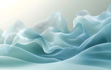 Obraz premium An abstract, serene wave of translucent aqua and white flowing forms create a tranquil and modern composition, evoking a sense of peace and ethereality.