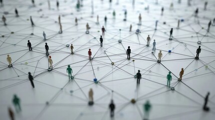 A 3D visualization an online social network, with connecting lines and dots symbolizing global communication and data exchange.