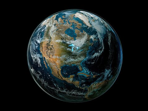 A detailed digital globe with a focus on North America, illustrating global connectivity through AI-generated imagery.