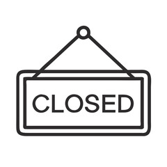 "Minimalist Black-and-White Hanging Sign with '[CLOSED]' Text – Vector Design on White Background"

