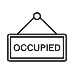 "Minimalist Black-and-White Hanging Sign with '[Occupied]' Text – Vector Design on White Background"

