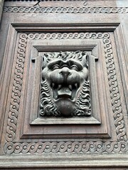 Wooden engraving on a door panel