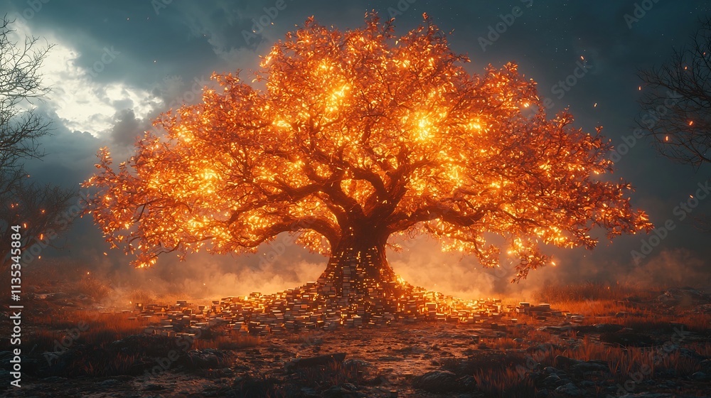 Aufkleber glowing autumn tree of knowledge nurturing a community of learners