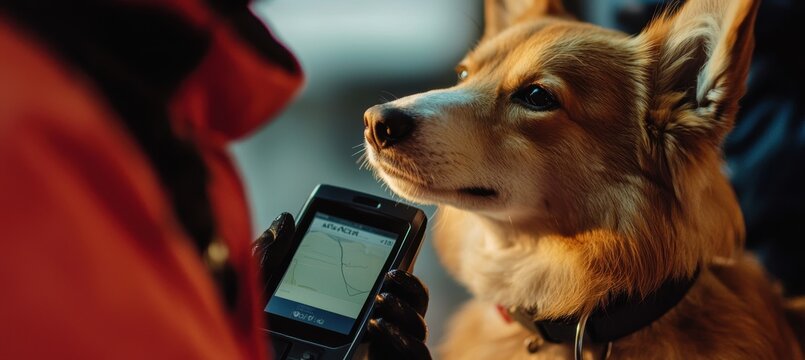 Pet Microchip Scanning: Close-Up of Vet Using Handheld Scanner on Dog
