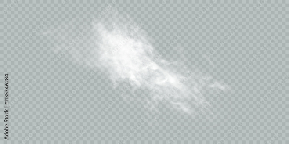 Poster white clouds or smoke isolated on transparent background. white clouds, fog or smog. special overlay