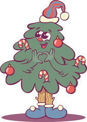 Whimsical cheerful christmas tree character