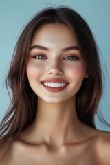 Obraz premium Confident Young Woman with Facial Implants in Urban Setting for Modern Beauty Concepts