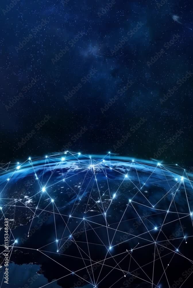 Aufkleber earth globe with global internet network connections. communication technology. network and data tra
