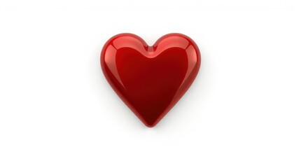Vibrant red heart sticker, glossy finish, isolated on white background, clip art, affection