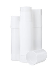 Many different glue sticks isolated on white