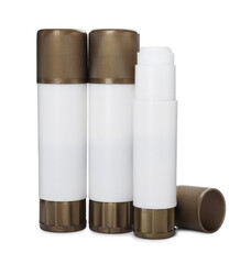 Many different glue sticks isolated on white