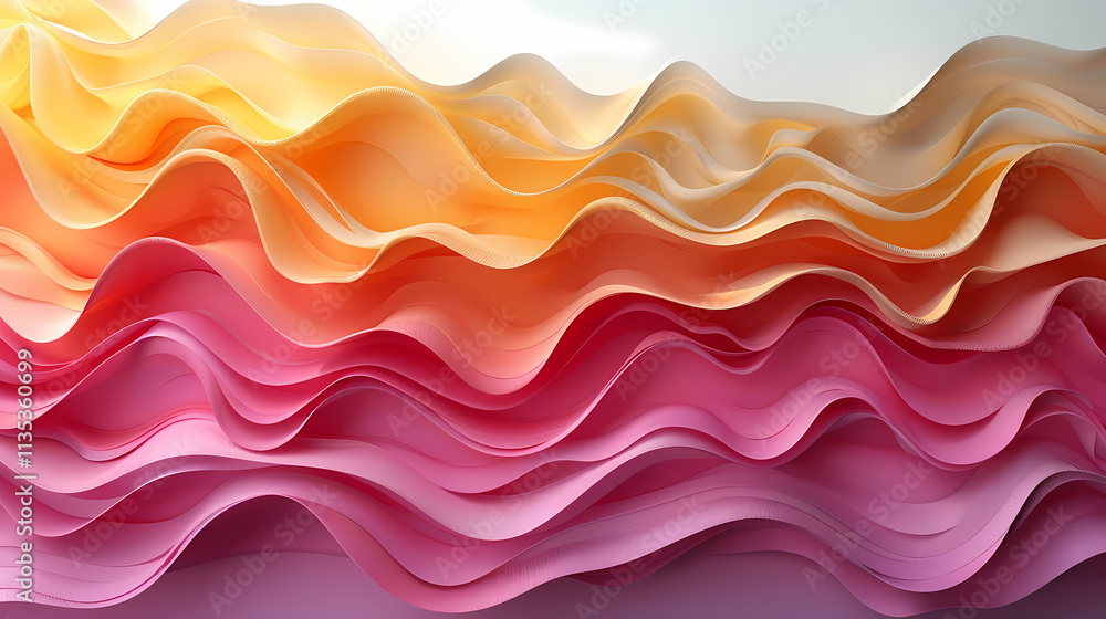 Aufkleber abstract wave layers: a captivating image featuring layered, undulating sheets of paper in a gradien