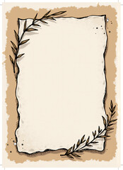 Obraz premium Vintage Blank Paper with Decorative Leaves