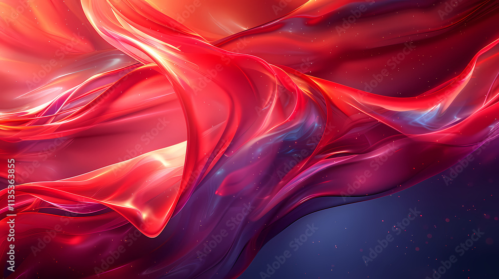 Aufkleber crimson flow: abstract art of flowing, translucent red fabric with vibrant highlights and deep shado