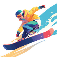 Illustration of a skater riding on snow, animation and motion graphics in vector format