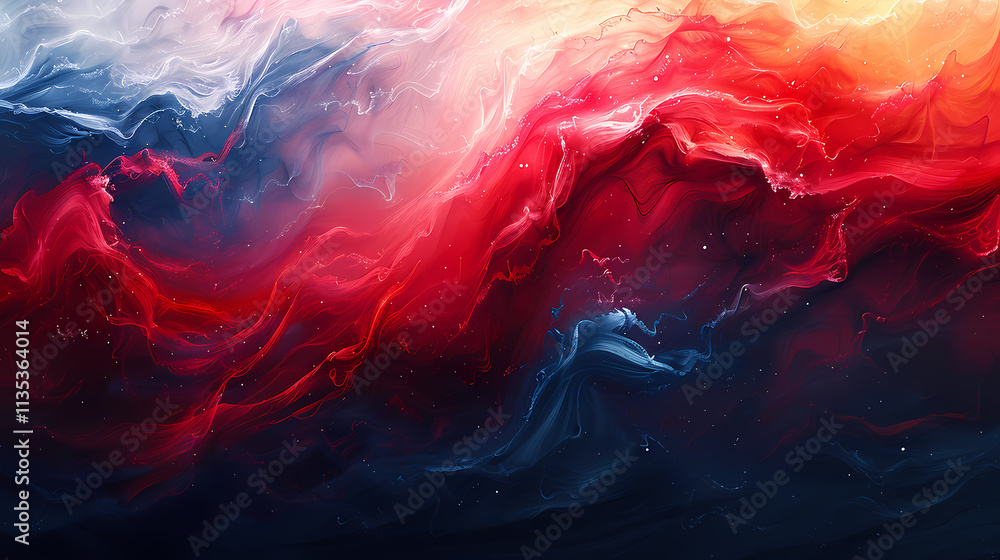 Aufkleber abstract red & blue swirls: a mesmerizing abstract background, a vibrant explosion of red and blue s