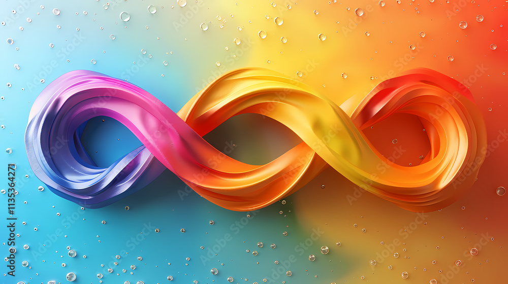 Aufkleber infinite spectrum: a vibrant and abstract infinity symbol composed of flowing, multi-colored liquid,