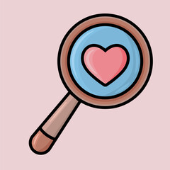 Cute magnifying glass with heart
