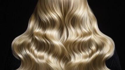 Fototapeta premium A woman's long blonde hair is shown in a black and white photo