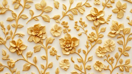 Golden floral patterns adorning a fine silk tapestry, lavish beauty, artistic elegance