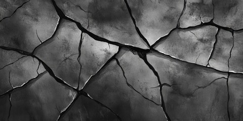 Artistic Black Watercolor Backdrop with Marbled Dark Gray Veins and Crinkled Detail on Aged Paper in Vintage Abstract Illustration