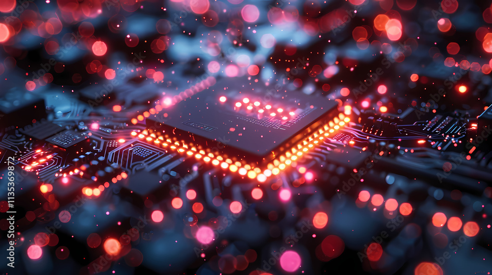 Poster processor power: a close-up shot reveals the intricate details of a powerful central processing unit