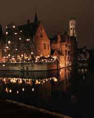 Obraz premium The City of Bruges, Belgium at Night.