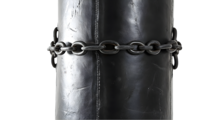 Heavy Black Chain Wrapped Around Dark Cylinder  Industrial  Security  Strength Concept