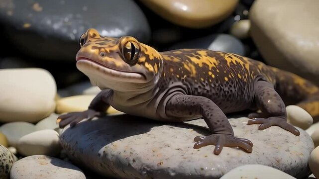 Hellbender Salamander in the Freshwater Stream 