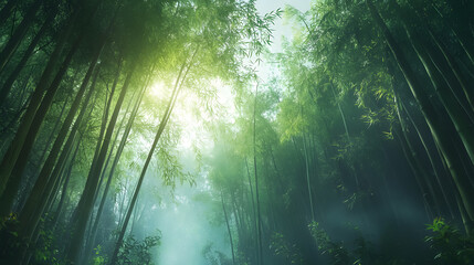 Obraz premium Bamboo forest, lush and green